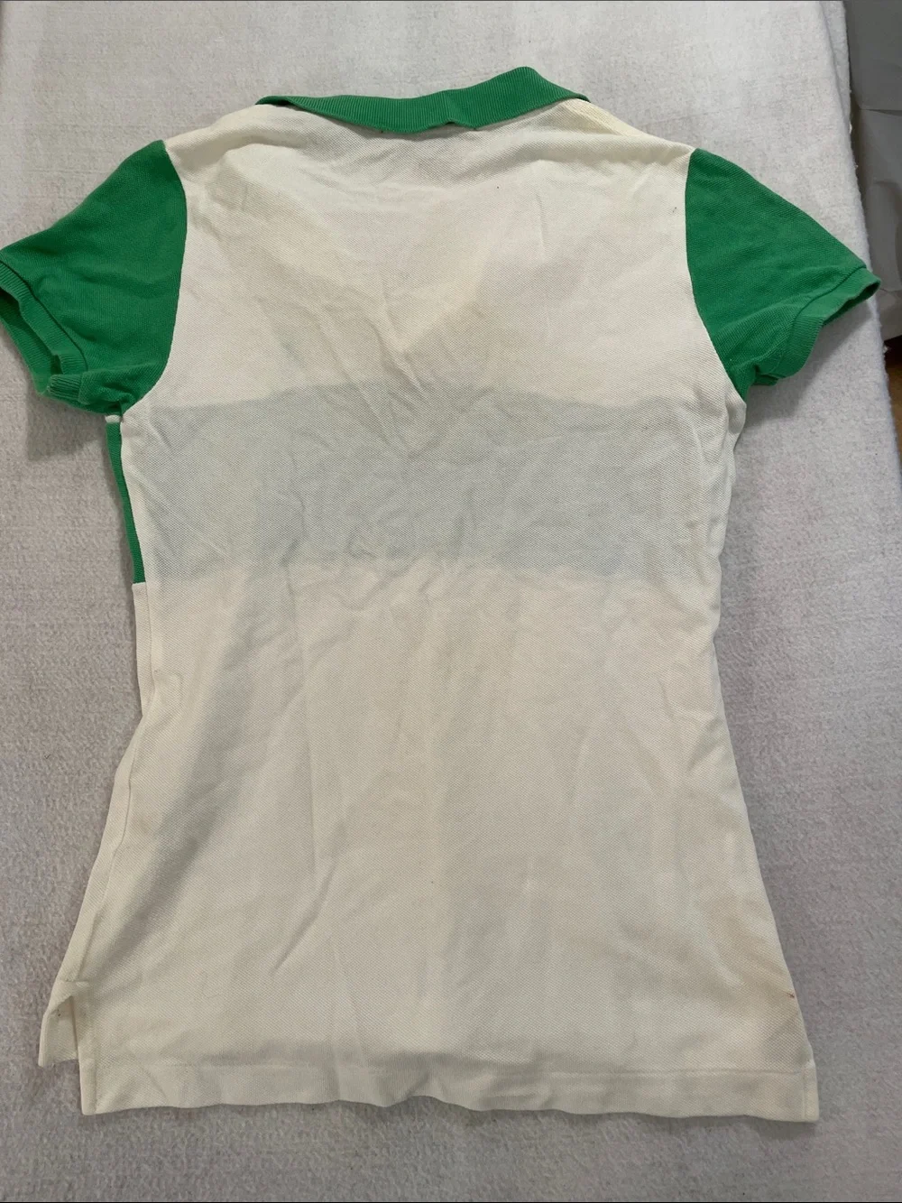 Ralph Lauren White Polo with Green Ribbed Neck